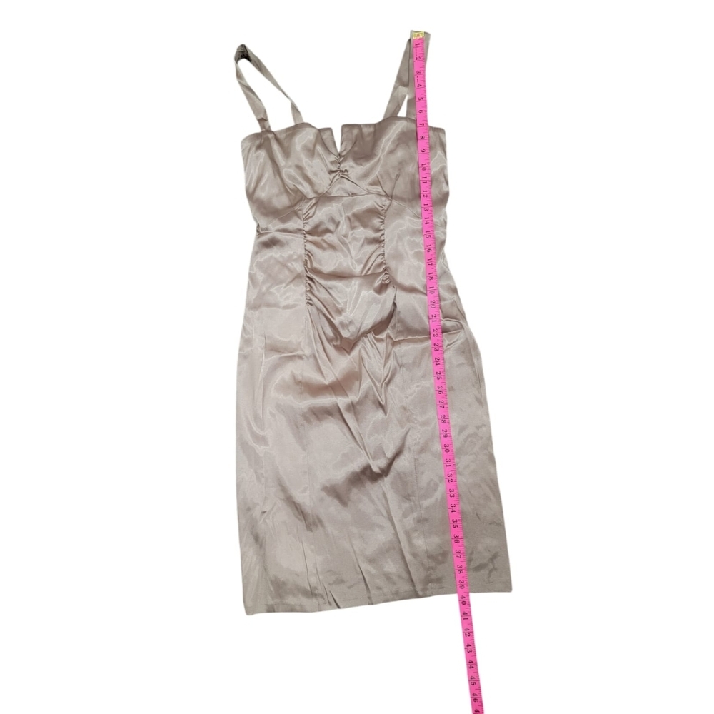 (W) Satin Ruched Gold Dress From LeChateau - Picture 6 of 7